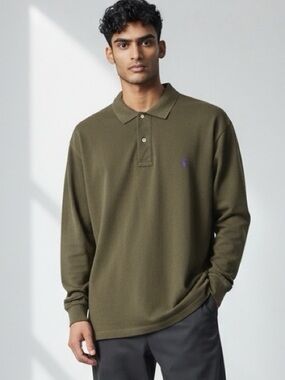 Polo Ralph Lauren Olive Classic Fit Soft Cotton Long Sleeve Polo Shirt - XLT